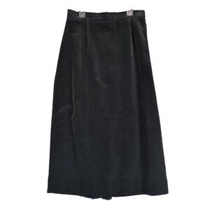 Vintage 80s-90s CosCob Black Velour Midi Skirt Sz 12 Made USA Retro Witchy Goth